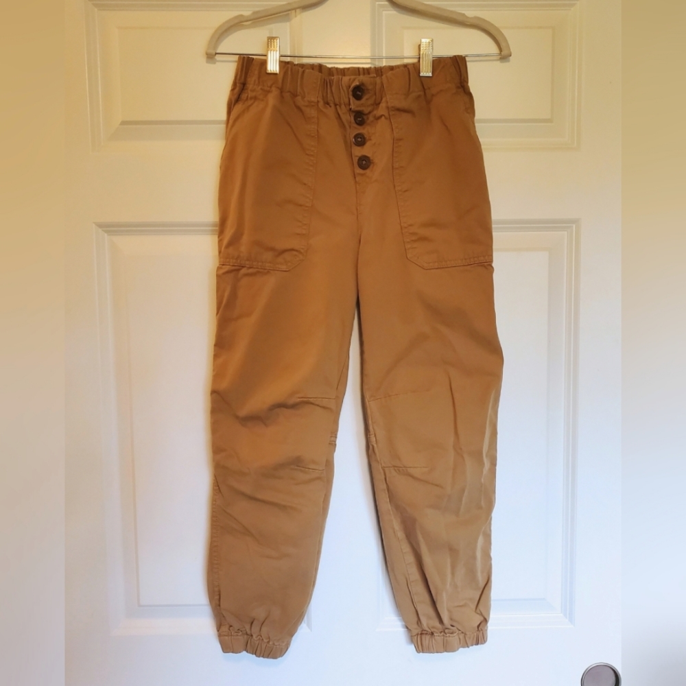 Free People dark khaki button-up joggers US women's size small